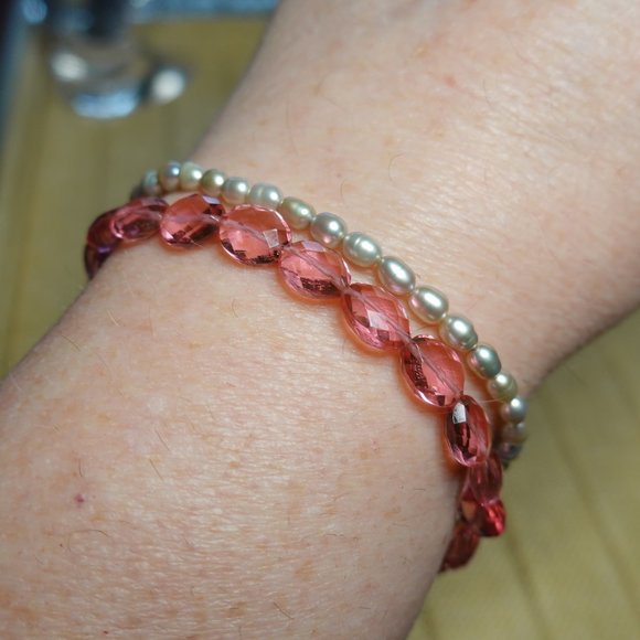 (NWT) Silver Rice Freshwater Bead (3) Bracelets Stack/ Set - Picture 9 of 10